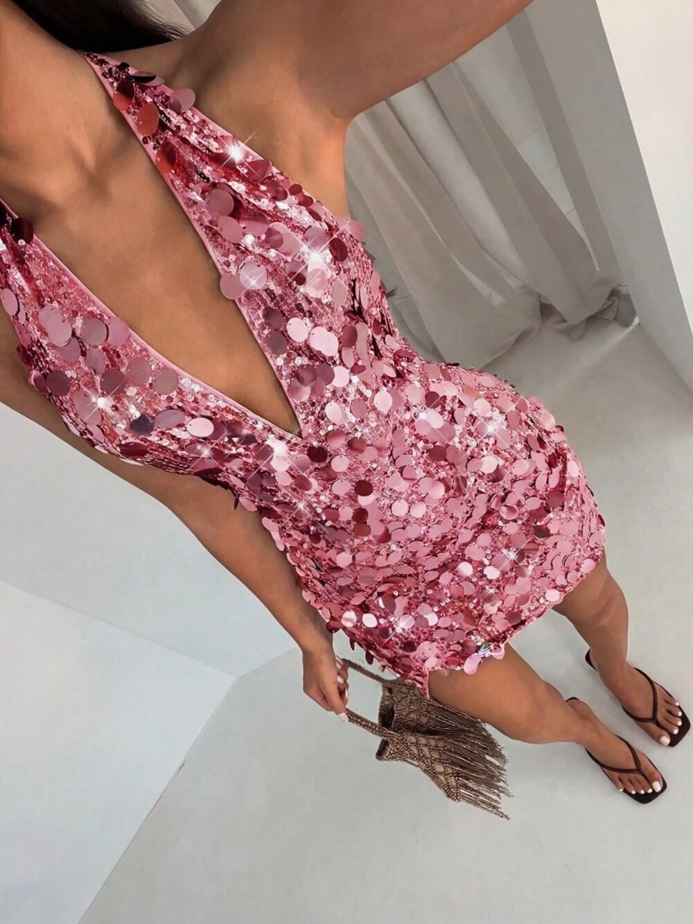 Pink Party Women's Sequined Dress